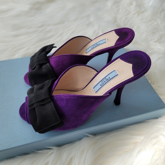 NEW Prada Purple Suede Heels with Bow Sz 6 - Picture 4 of 12